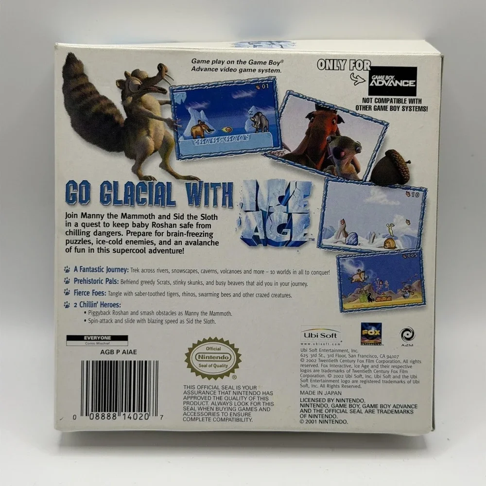 Ice Age Game Boy Advance GBA Game E Ubisoft NTSC-U/C Cart Box Platformer